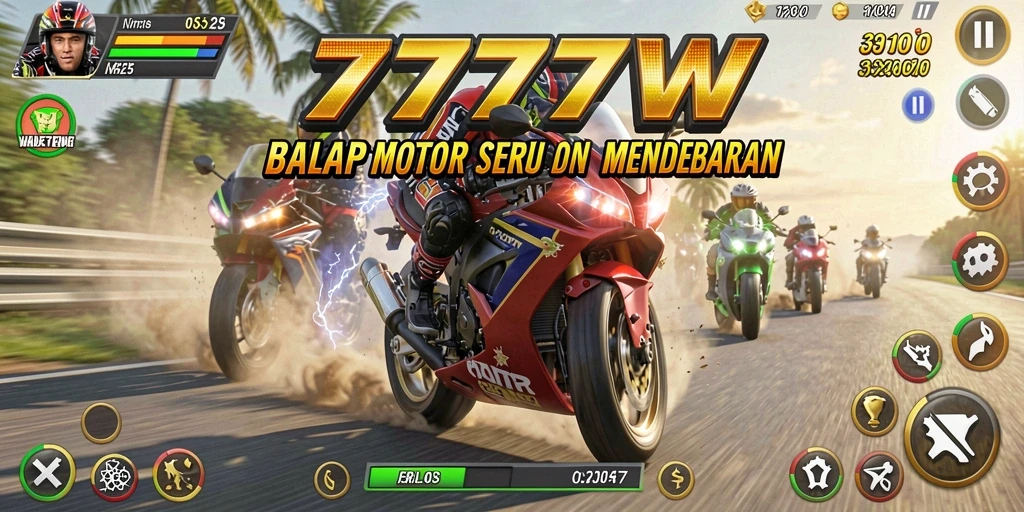 Gameplay seru balapan motor di 7777W dengan grafik menawan.