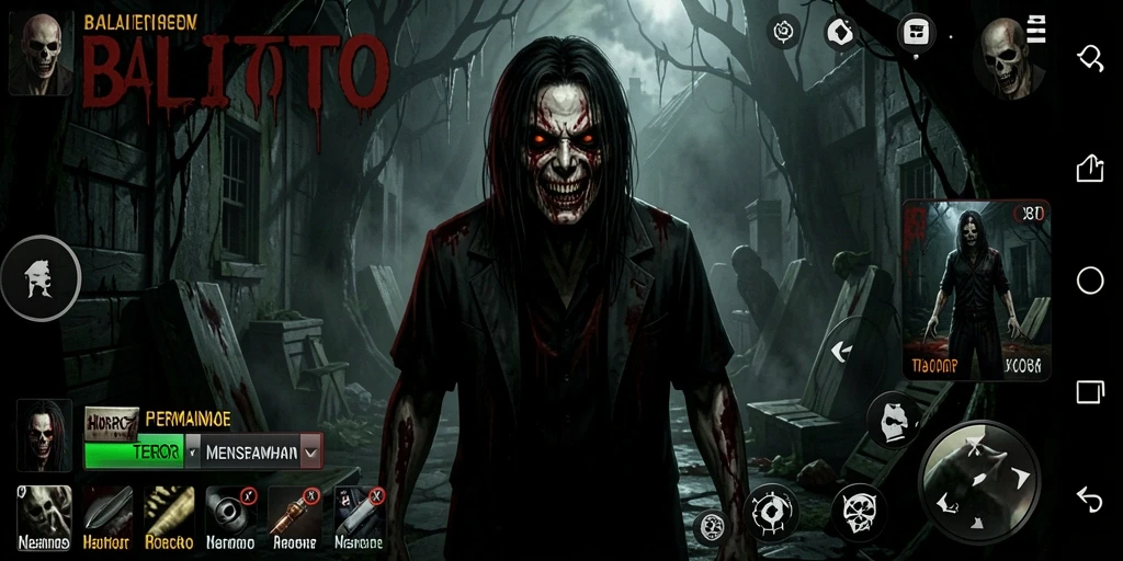 Tampilan gameplay menakutkan dari BALAITOTO dengan suasana menyeramkan.