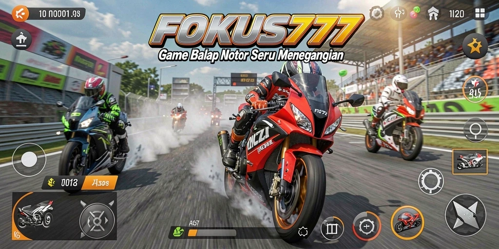 Tampilan gameplay seru di FOKUS777 dengan balapan motor yang mendebarkan.