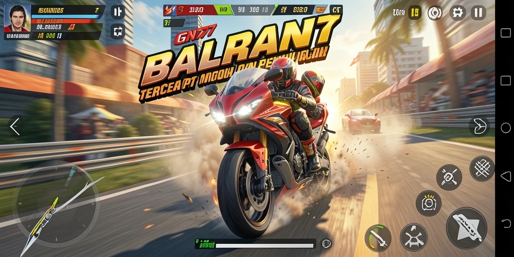 Gameplay seru GN777 dengan balapan motor yang menegangkan.