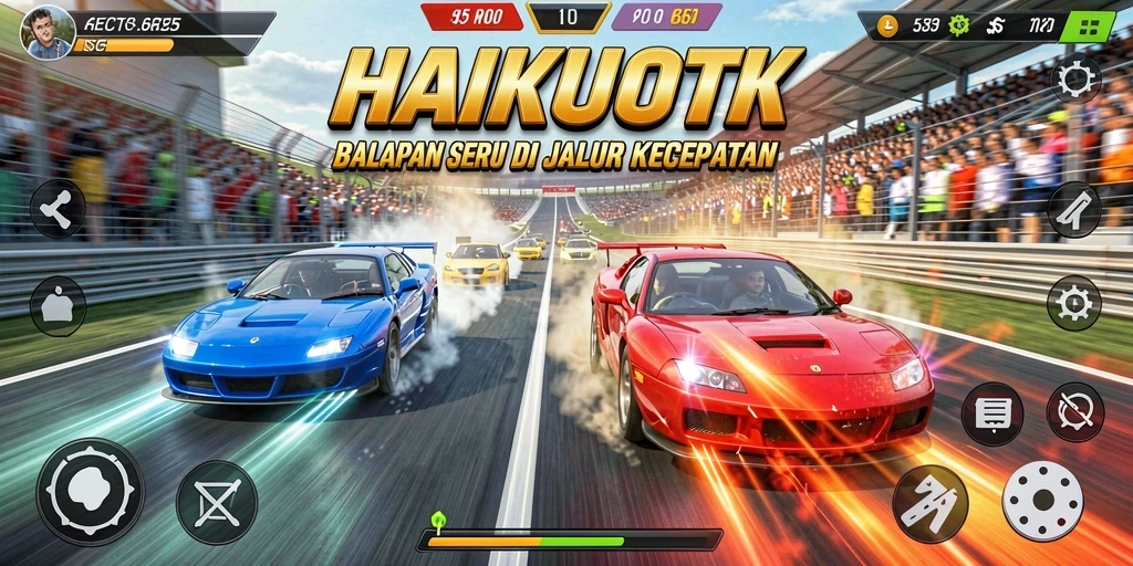 Gameplay HAIKUOTK yang menegangkan saat balapan di trek.