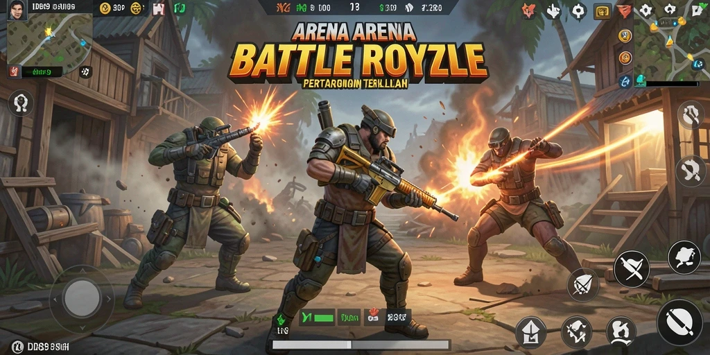 Tampilan gameplay yang intens dan dramatis di IDR89 Battle Royale.