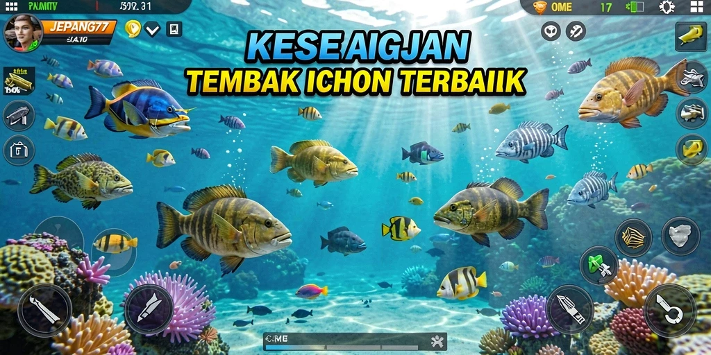 Tampilan gameplay JEPANG77 dengan aksi menembak ikan yang menegangkan.