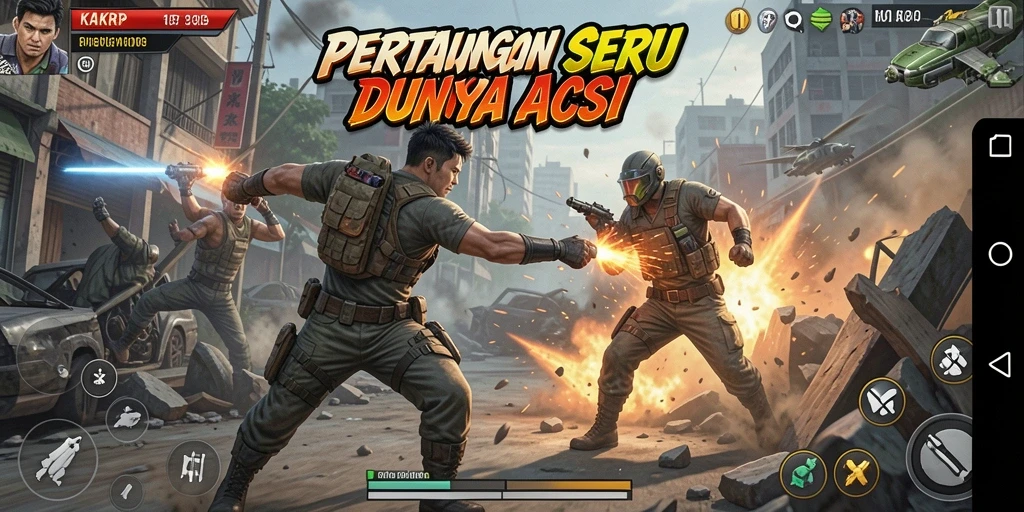 Screenshot gameplay KAKRP menampilkan pertarungan yang intens dan menarik.
