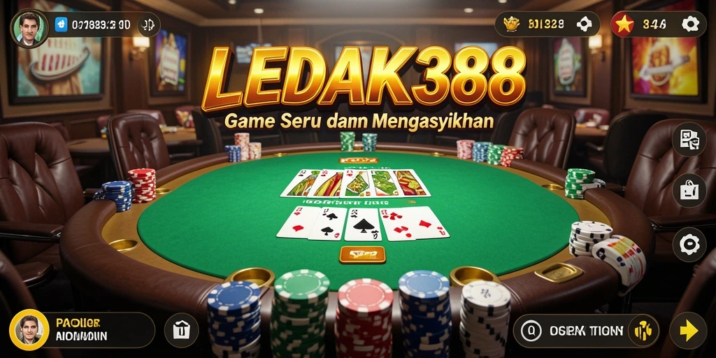 Tampilan gameplay menarik dalam <strong>LEDAK388</strong> yang menghadirkan poker seru.