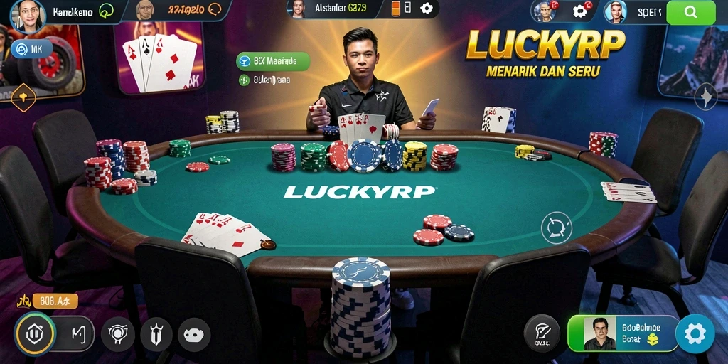 Tampilan utama gameplay Poker di LUCKYRP dengan interaksi pemain.