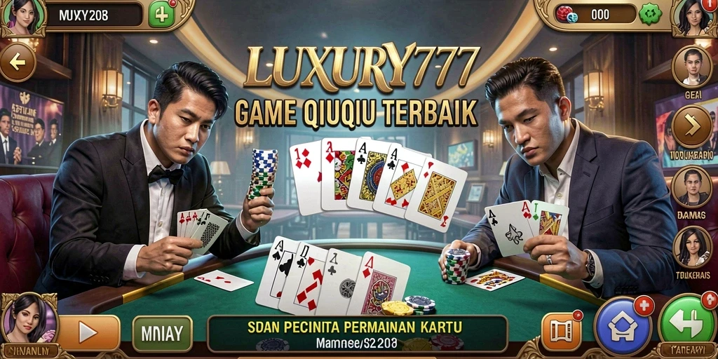 Screenshot utama LUXURY777 menampilkan momen seru dalam permainan QiuQiu.