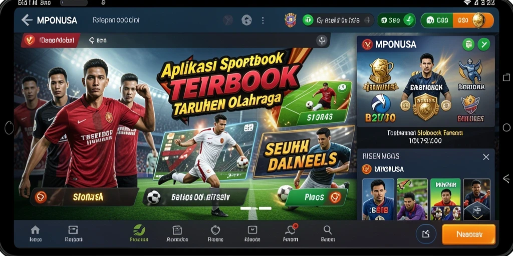 Tangkapan layar gameplay MPONUSA menampilkan fitur taruhan olahraga yang menarik.