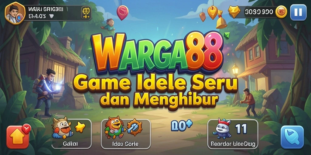 Screenshot gameplay WARGA88 menampilkan karakter mengumpulkan sumber daya secara otomatis.