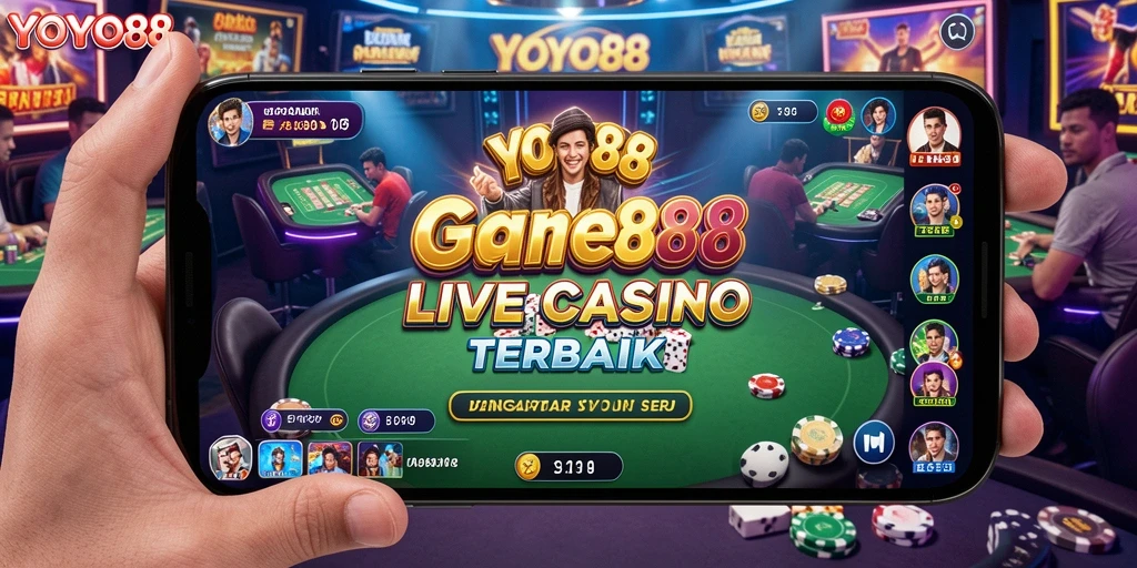 Tangkapan layar utama gameplay YOYO88 menampilkan dealer langsung dan suasana kasino yang seru.
