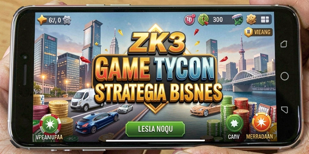 Screenshot gameplay ZK3 dengan tampilan bisnis yang dinamis.