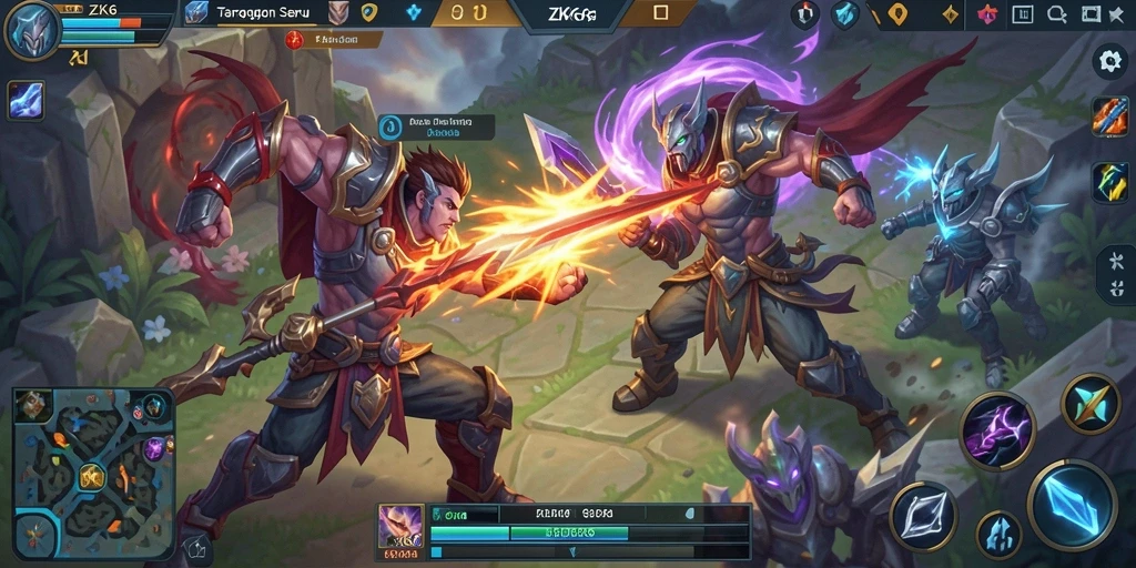 Screenshot utama ZK6 menampilkan aksi pertempuran seru di arena MOBA.